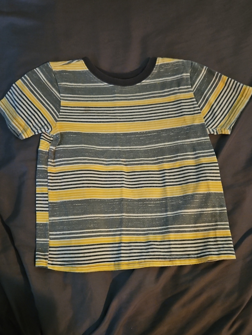 Kids Striped Crewneck Shirt - Yellow & Gray